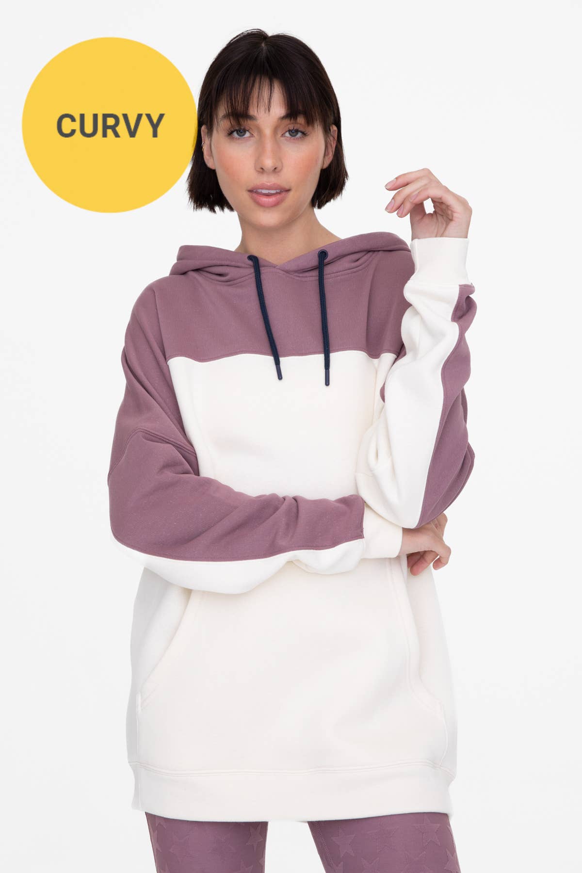 Color Blocked Hoodie Pullover with Pockets  Mono B