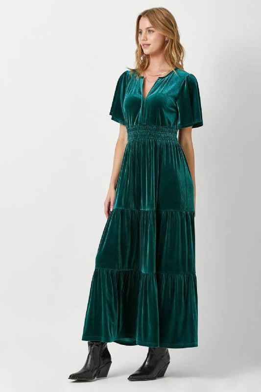 Ruffled Velvet Maxi Dress fall winter Mystree