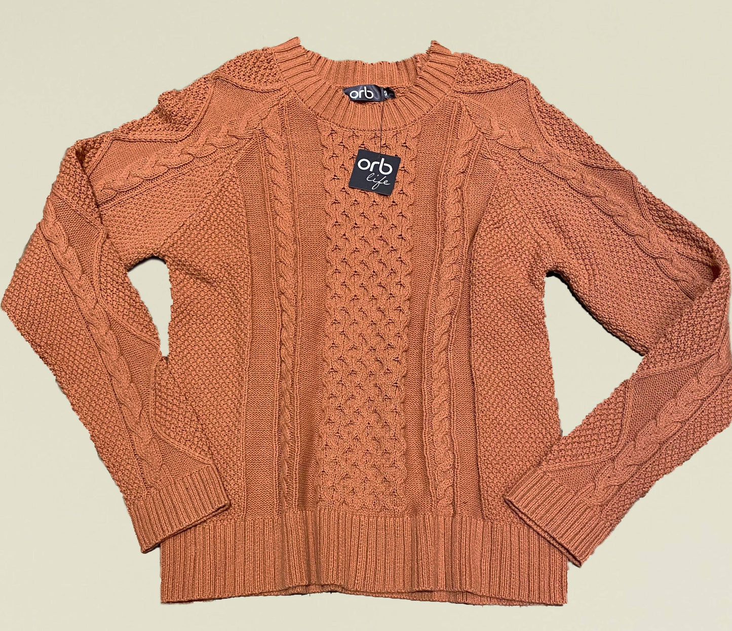 Terracotta Willow-Cabled Raglan Pullovery Fall-Winter ORB