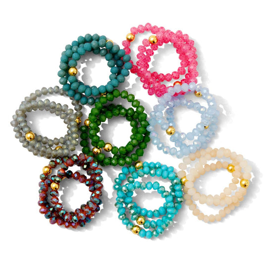 Stretch Crystal Rings- Large Beads Core Splendid Iris