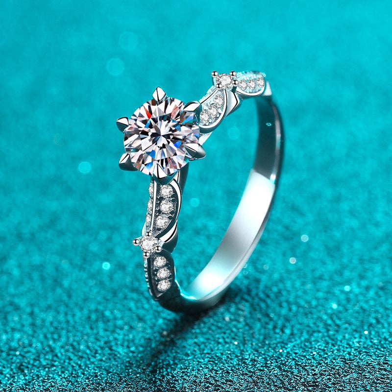 Six-Prong Moissanite Engagement Ring in 925 Sterling Silver Core Perimade & Co. LLC