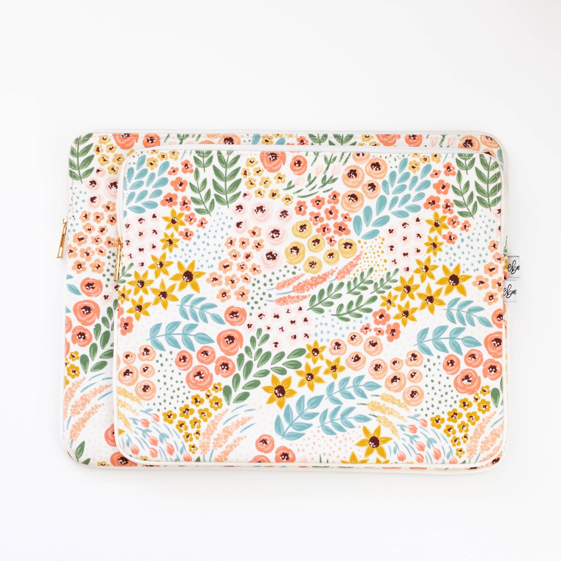 White Floral Laptop Sleeve: 15" Spring-Summer Elyse Breanne Design