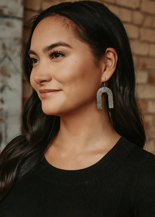Hammered Antique U Shape Drop Earrings