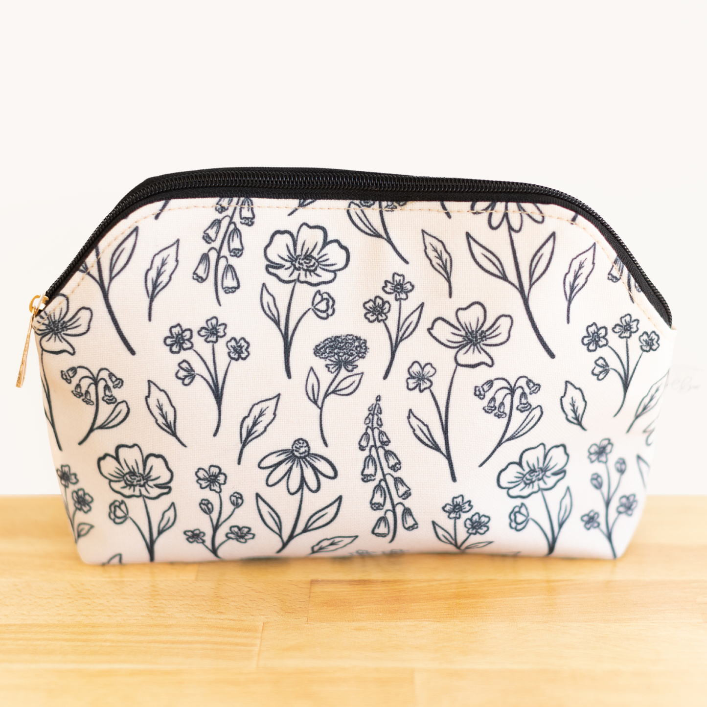 Ivory Pressed Floral Zipper Pouch Spring-Summer Elyse Breanne Design