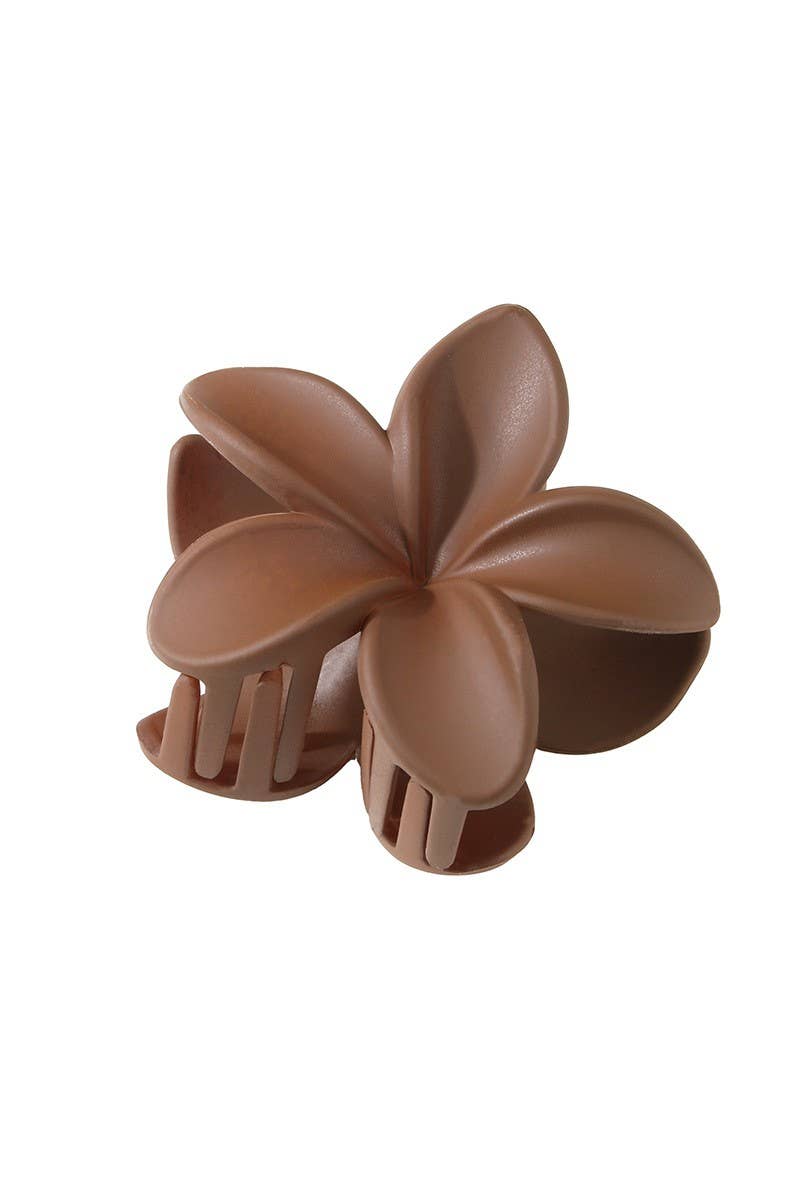 Frosted Hawaiian Flower Hair Clip: Brown Core NINEXIS