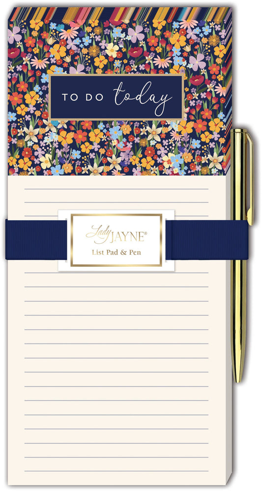 Magnetic To Do List Pad with Pen - Floral Spring-Summer Lady Jayne