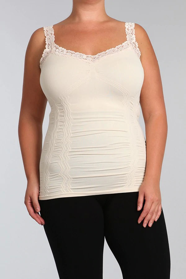 Seamless Lace Trim Corset Cami  M. Rena