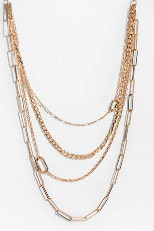 4 Tiered Gold Chain Necklace  Saachi