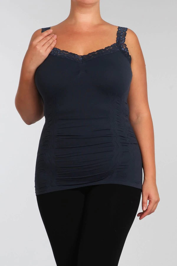 Seamless Lace Trim Corset Cami  M. Rena